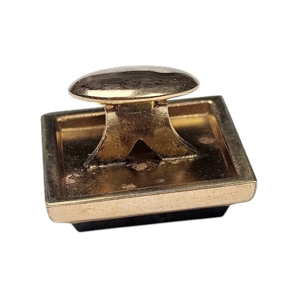 Antique Victorian Button Stud Cuff Link Gray Quartz Gold Plated Square 1880s